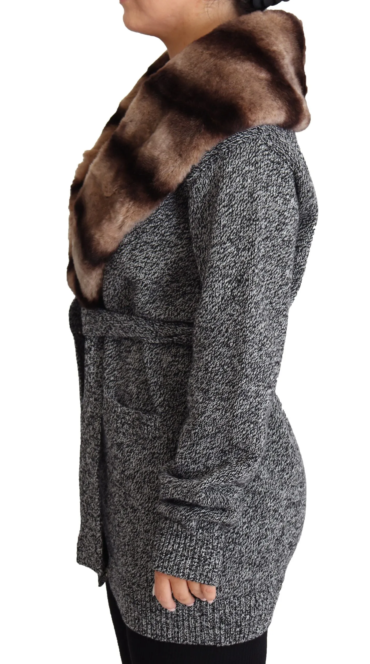 Gray Cardigan Fur Coat Cashmere Jacket sold by Lord & Taylor product image thumbnail 2