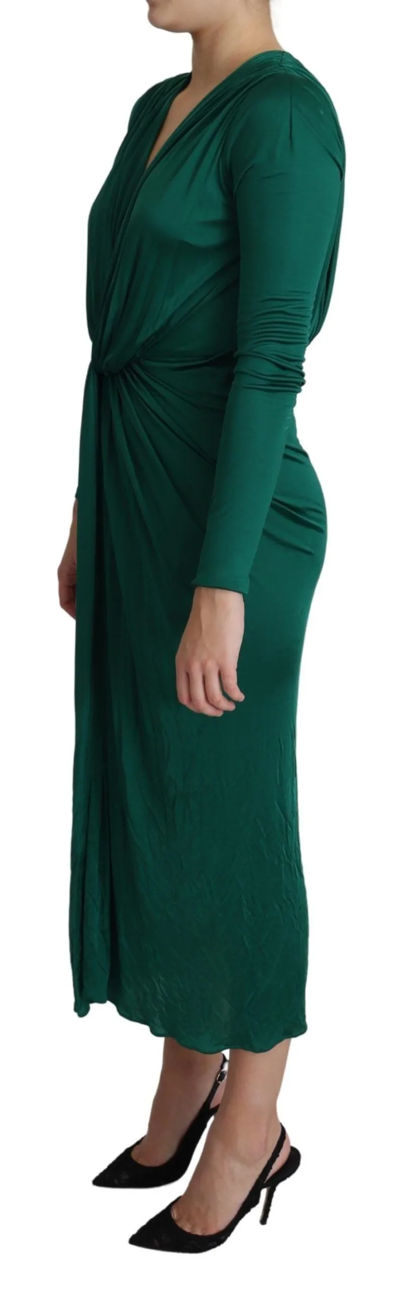 Green Fitted Silhouette Midi Viscose Dress sold by Lord & Taylor product image thumbnail 4