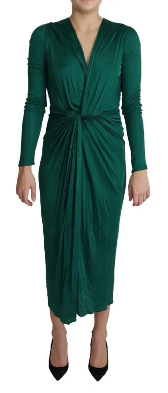 Green Fitted Silhouette Midi Viscose Dress sold by Lord & Taylor