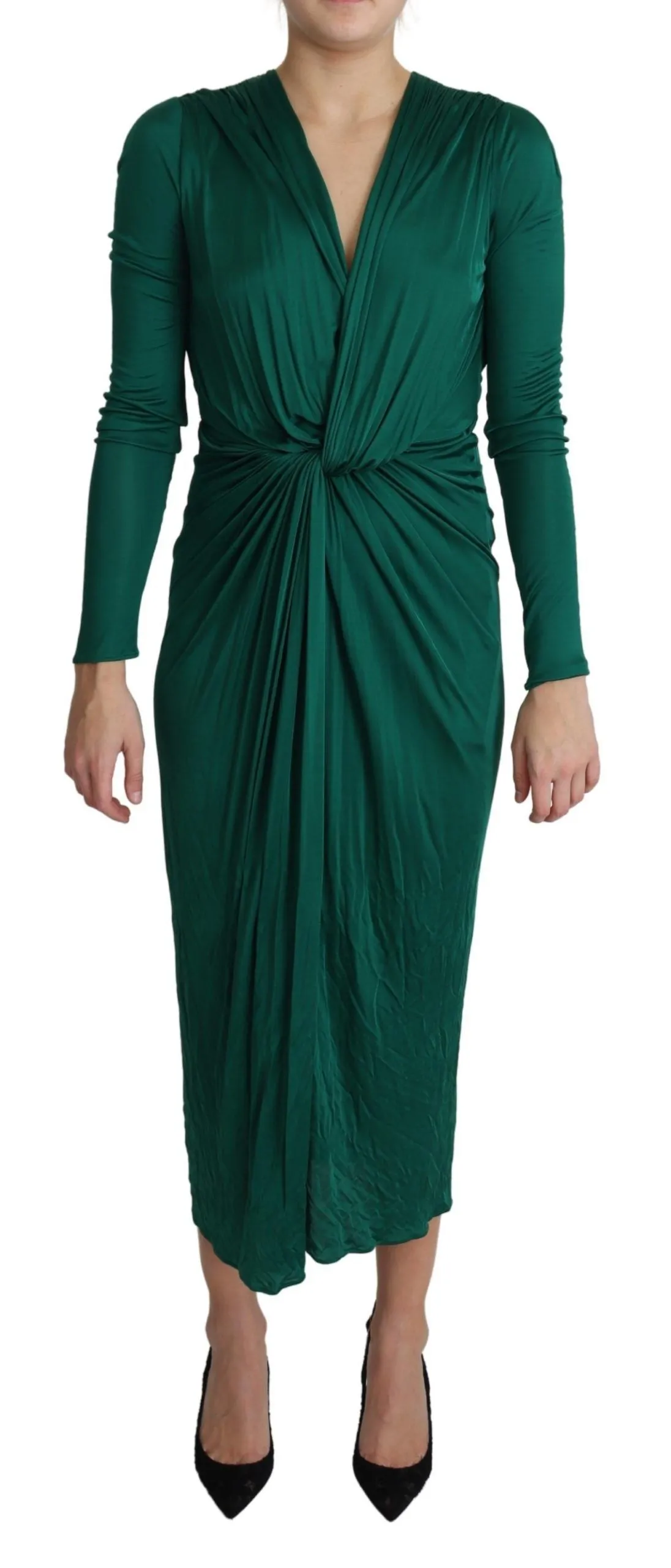 Green Fitted Silhouette Midi Viscose Dress sold by Lord & Taylor