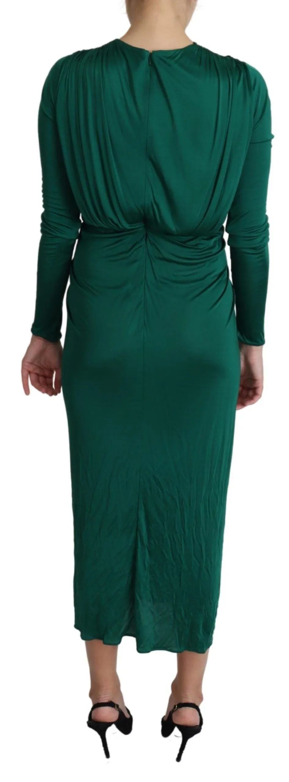 Green Fitted Silhouette Midi Viscose Dress sold by Lord & Taylor product image thumbnail 2