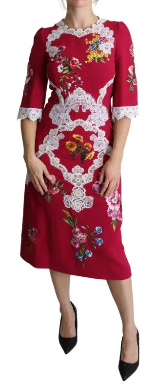 Red Floral Embroidered Sheath Midi Dress sold by Lord & Taylor