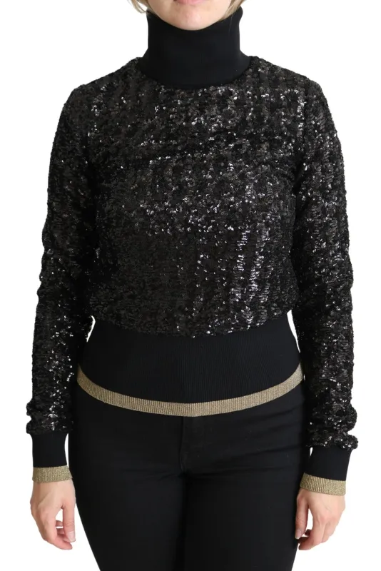 Black Sequined Knitted Turtle Neck Sweater sold by Lord & Taylor