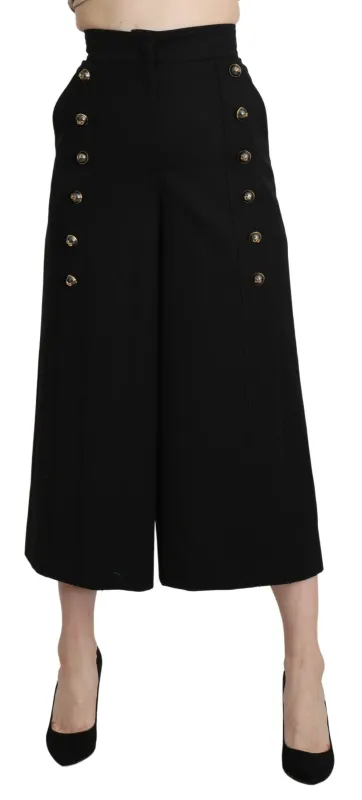 Black Wide Wool Leg Cropped Trouser Pant sold by Lord & Taylor