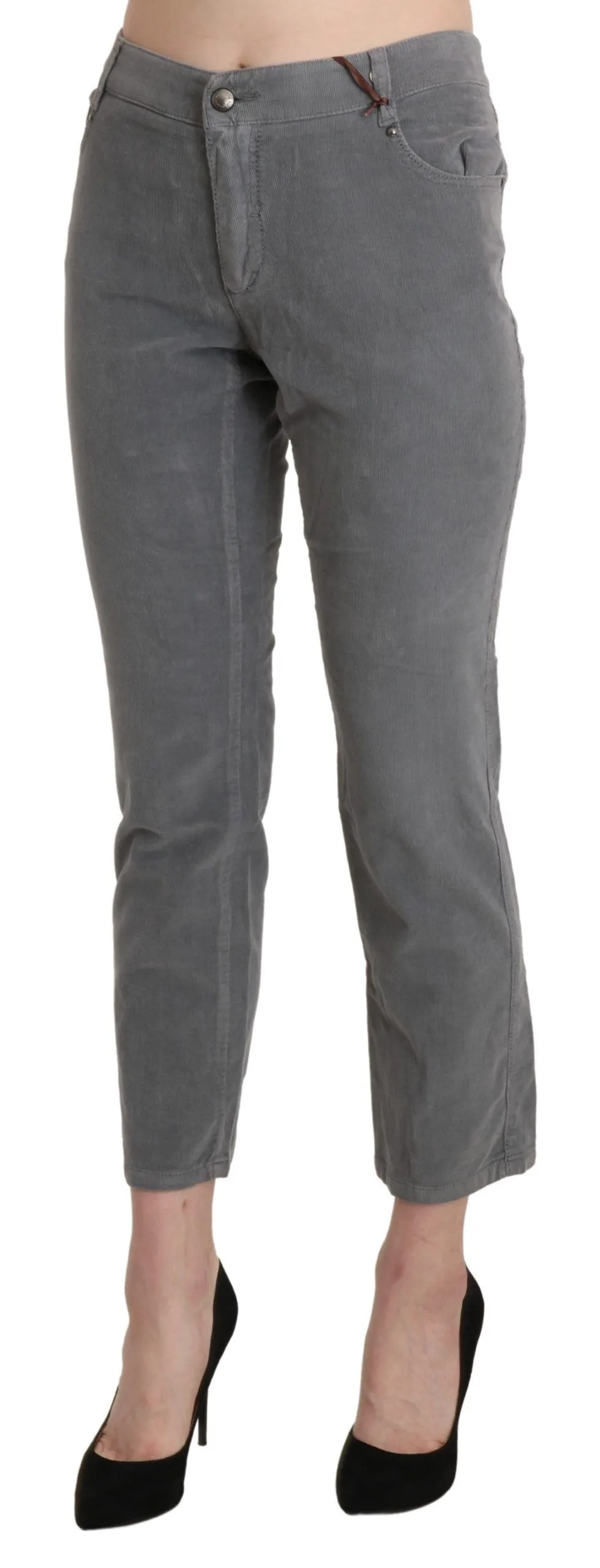 Gray Cropped Cotton Stretch Trouser Pants sold by Lord & Taylor product image thumbnail 2