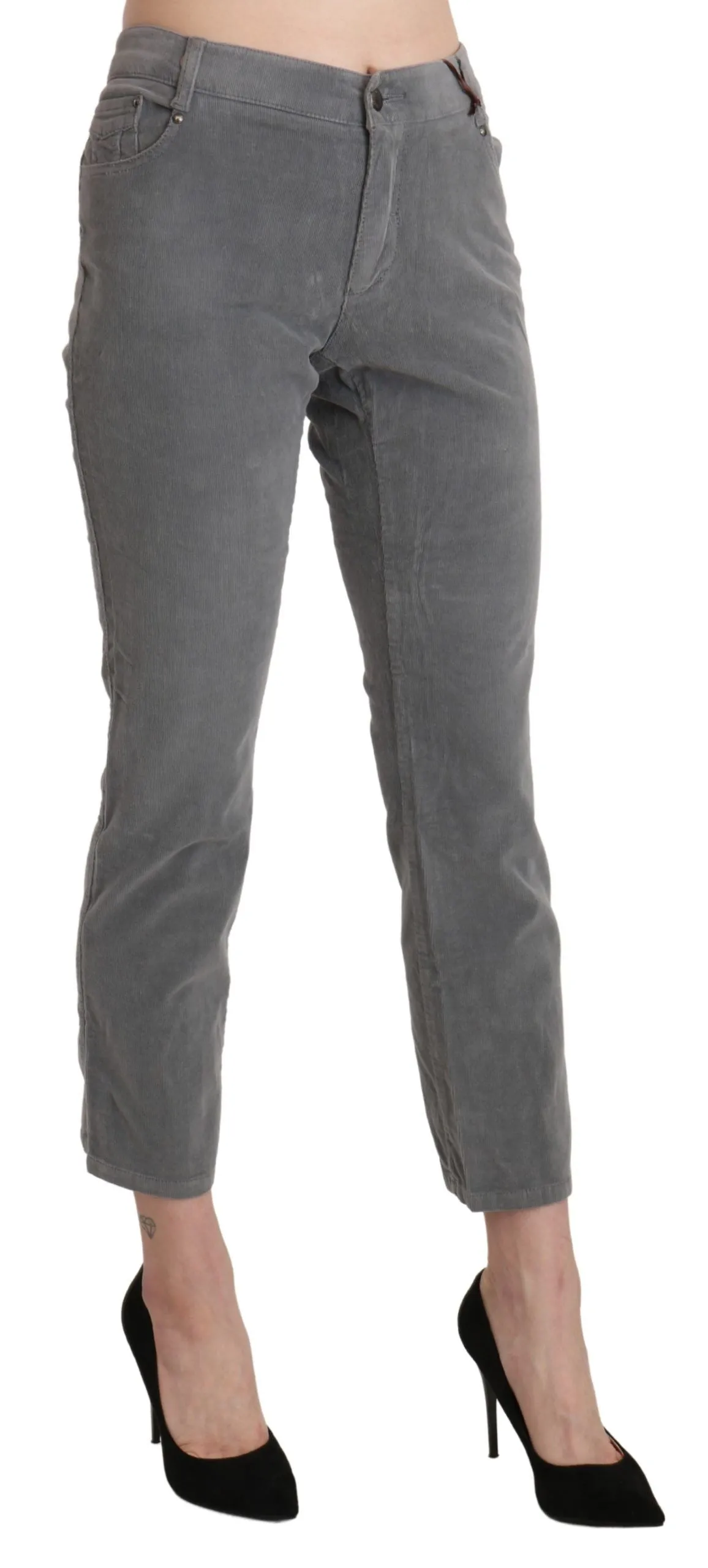 Gray Cropped Cotton Stretch Trouser Pants sold by Lord & Taylor product image thumbnail 4