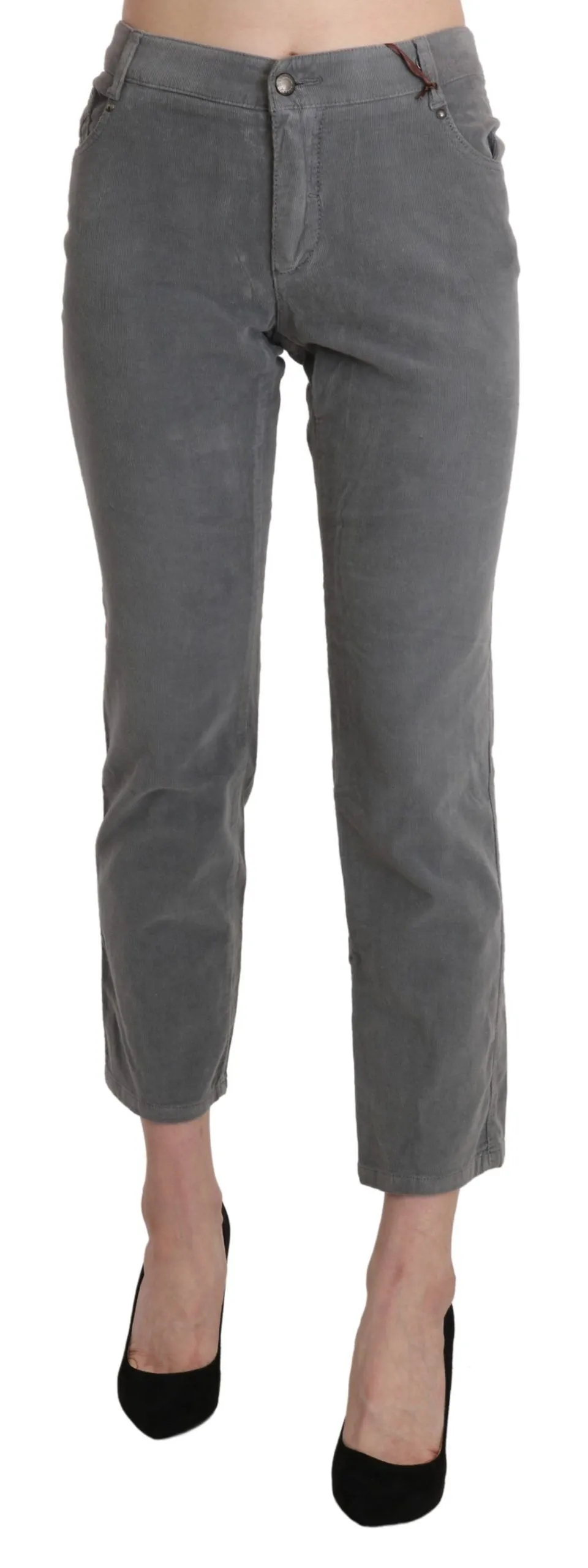 Gray Cropped Cotton Stretch Trouser Pants sold by Lord & Taylor