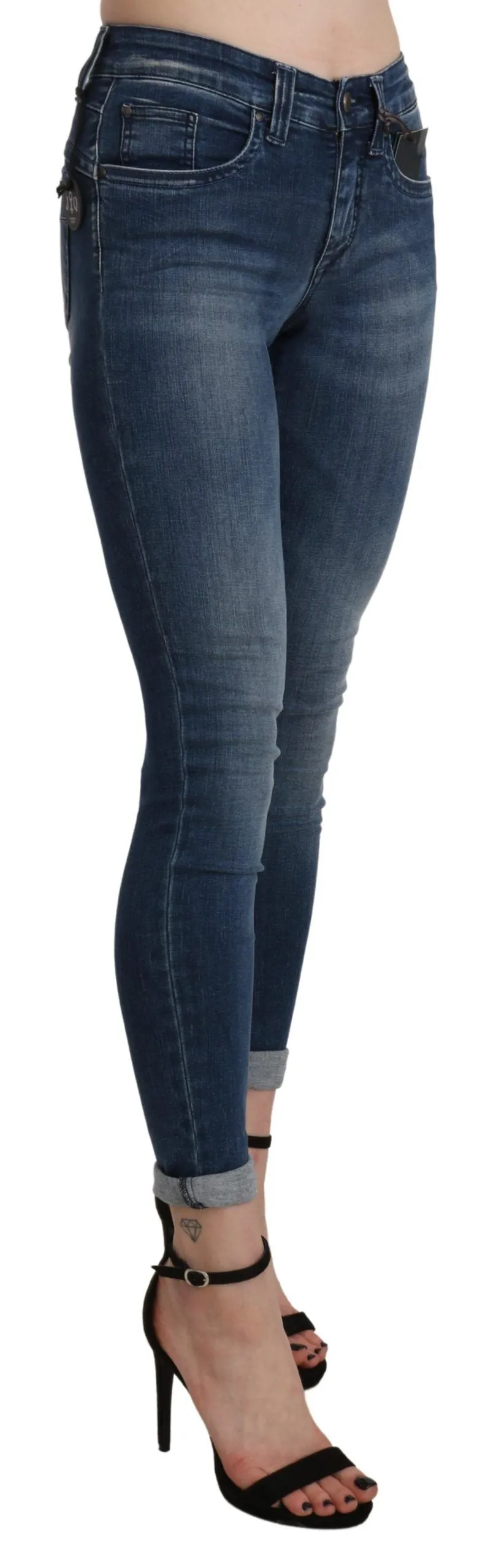 Blue Washed High Waist Skinny Cropped Cotton Jeans sold by Lord & Taylor product image thumbnail 4