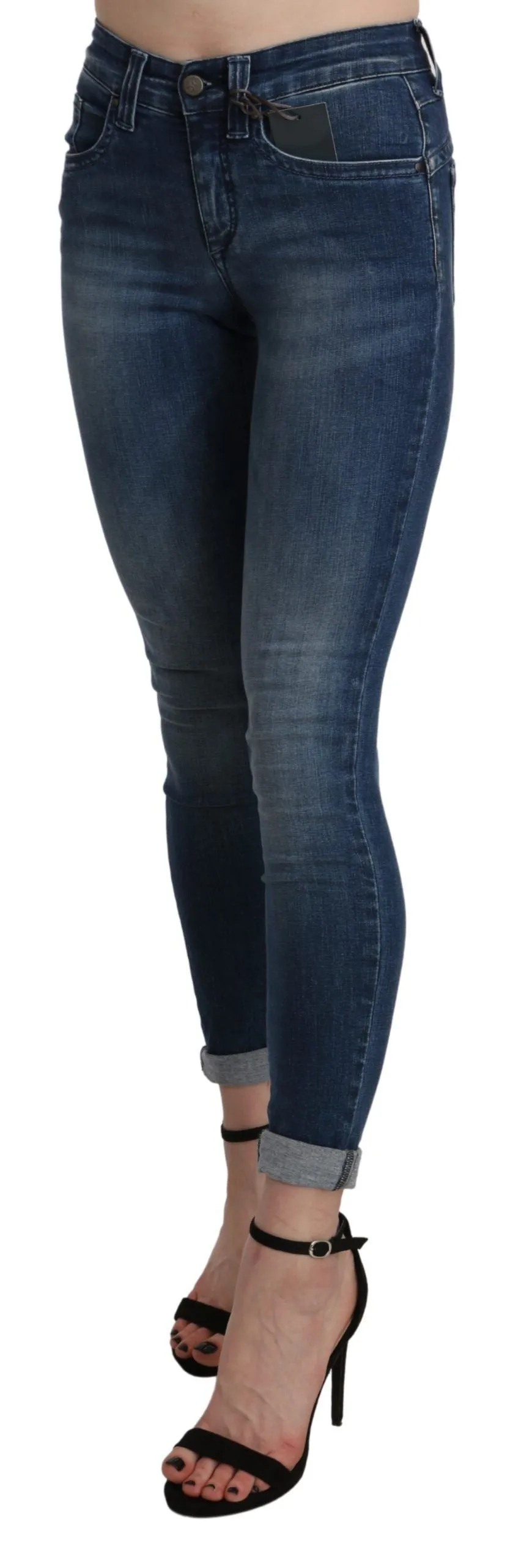 Blue Washed High Waist Skinny Cropped Cotton Jeans sold by Lord & Taylor product image thumbnail 2