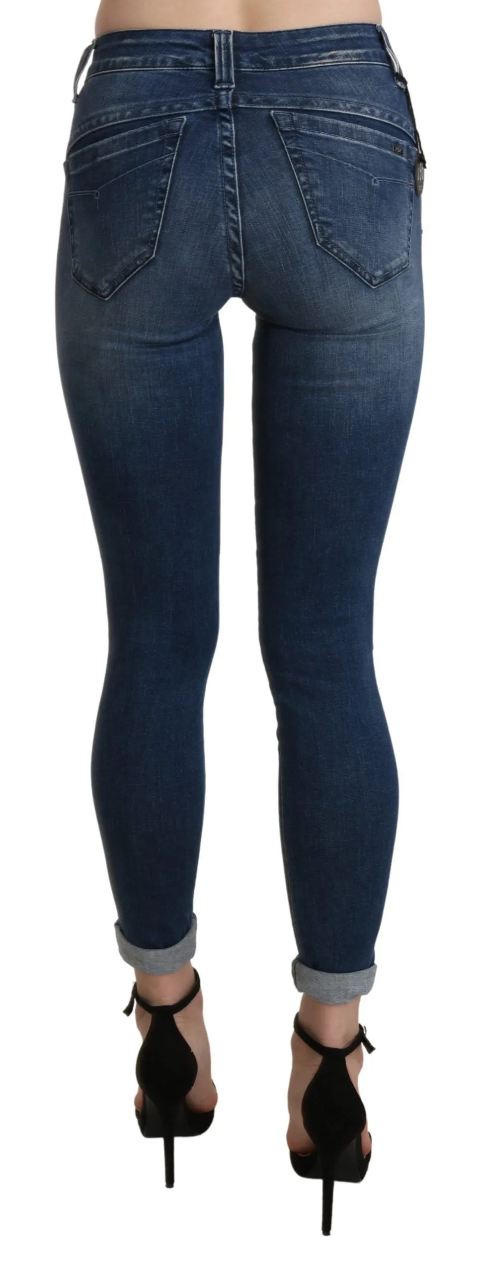 Blue Washed High Waist Skinny Cropped Cotton Jeans sold by Lord & Taylor product image thumbnail 3