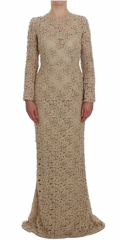 Beige Floral Lace Sheath Maxi Dress sold by Lord & Taylor