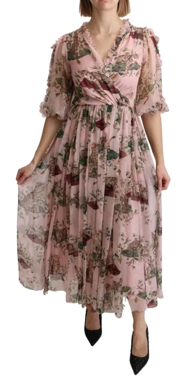 Pink Bengal Cat Print A-line Maxi Silk  Dress sold by Lord & Taylor