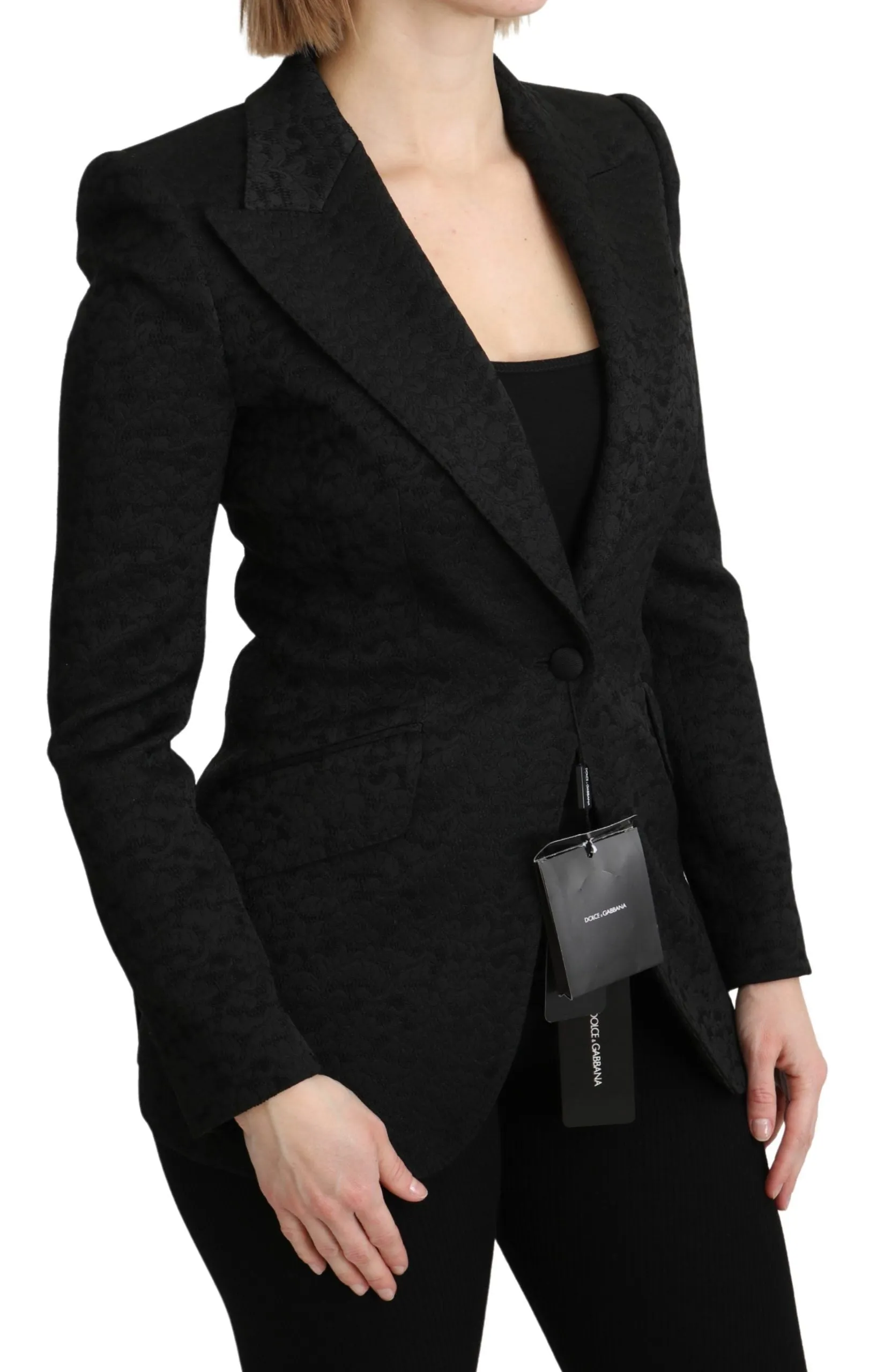 Black Brocade Single Breasted Blazer Jacket sold by Lord & Taylor product image thumbnail 2