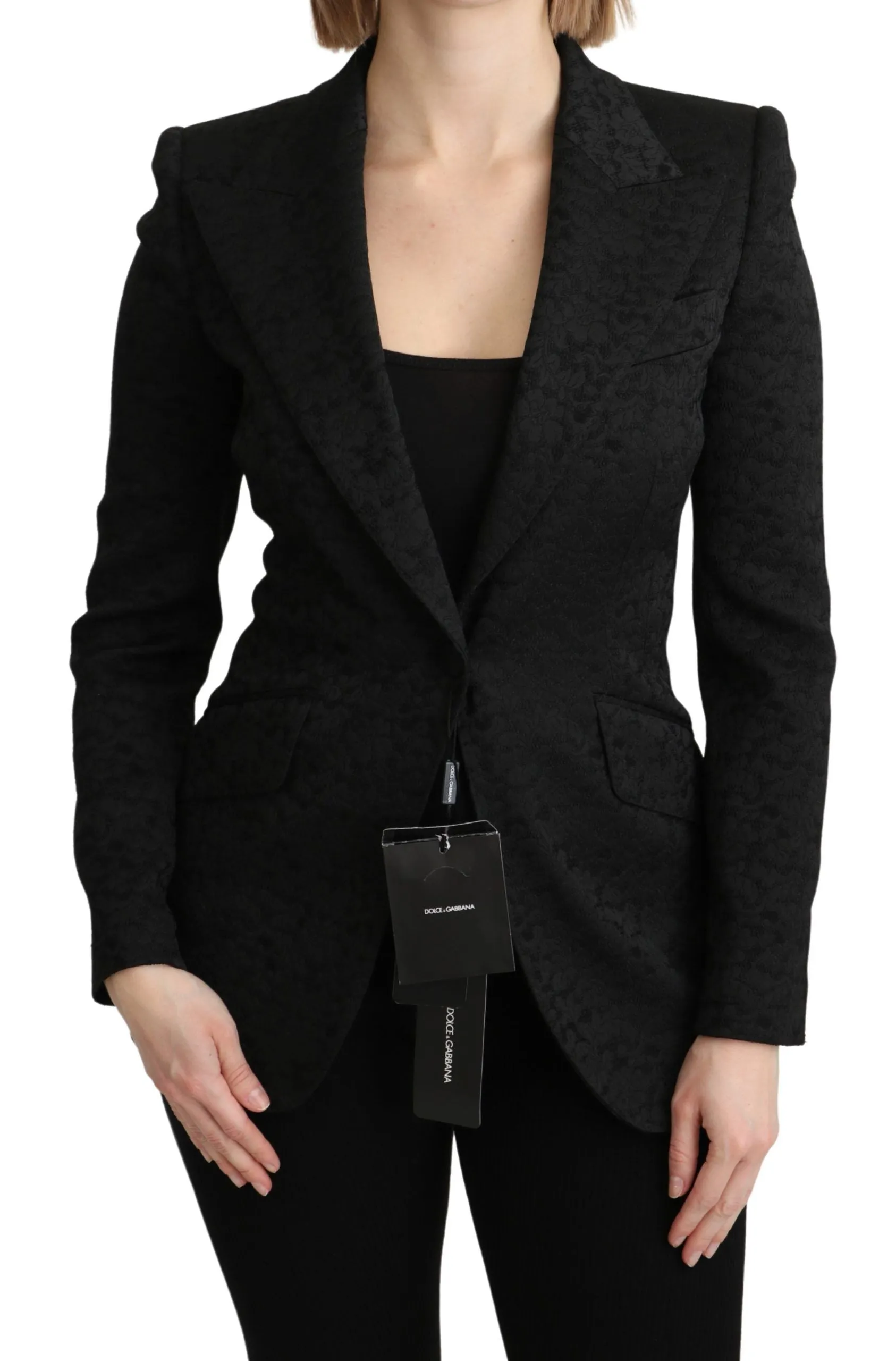 Black Brocade Single Breasted Blazer Jacket sold by Lord & Taylor