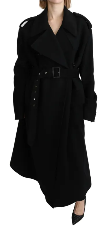 Virgin Wool Black Blazer Trenchcoat Jacket sold by Lord & Taylor