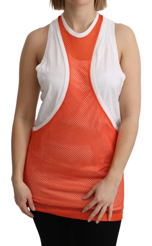 Orange White Crewneck Sleeveless Tank T-shirt Dress Top sold by Lord & Taylor