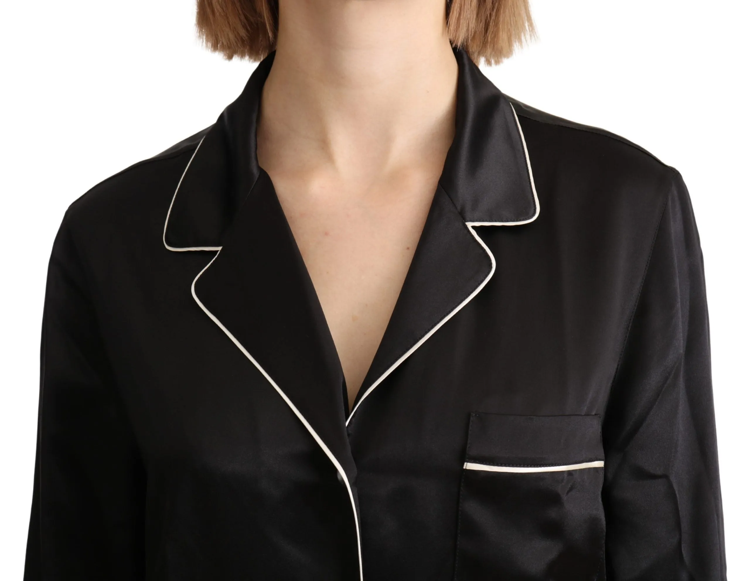 Black Shirt Silk Stretch Top Blouse sold by Lord & Taylor product image thumbnail 5