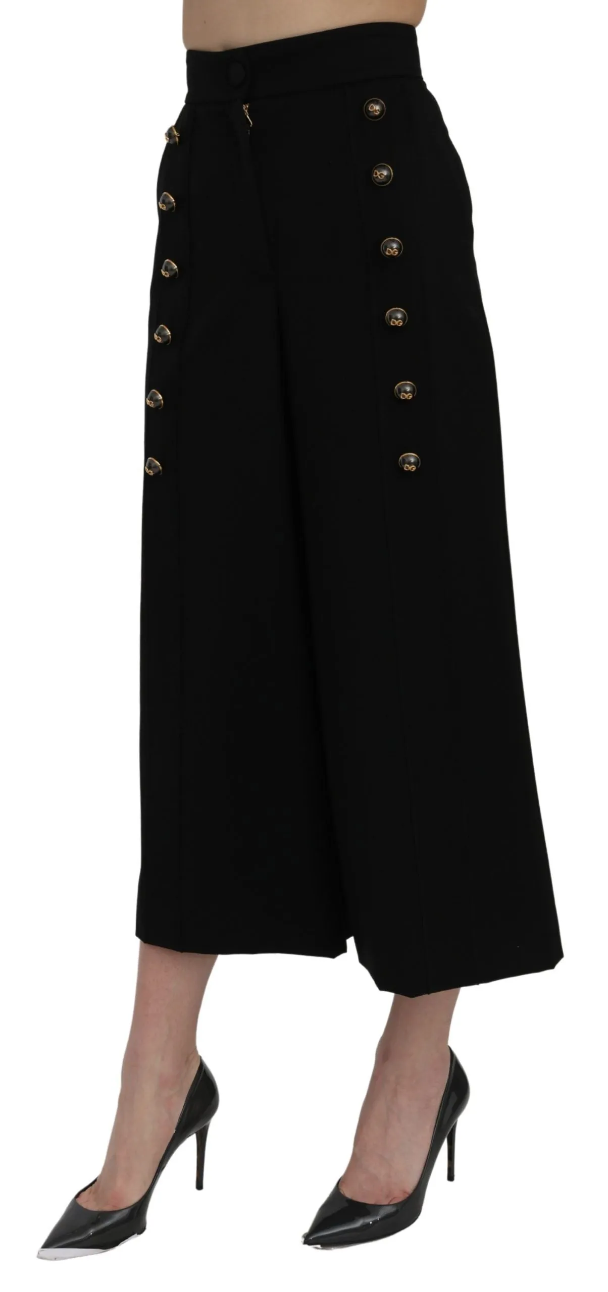 Black High Waist Wide Leg Cropped Pants sold by Lord & Taylor product image thumbnail 4