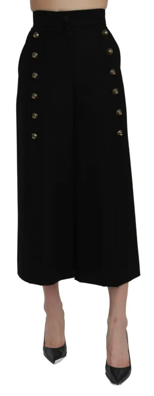 Black High Waist Wide Leg Cropped Pants sold by Lord & Taylor