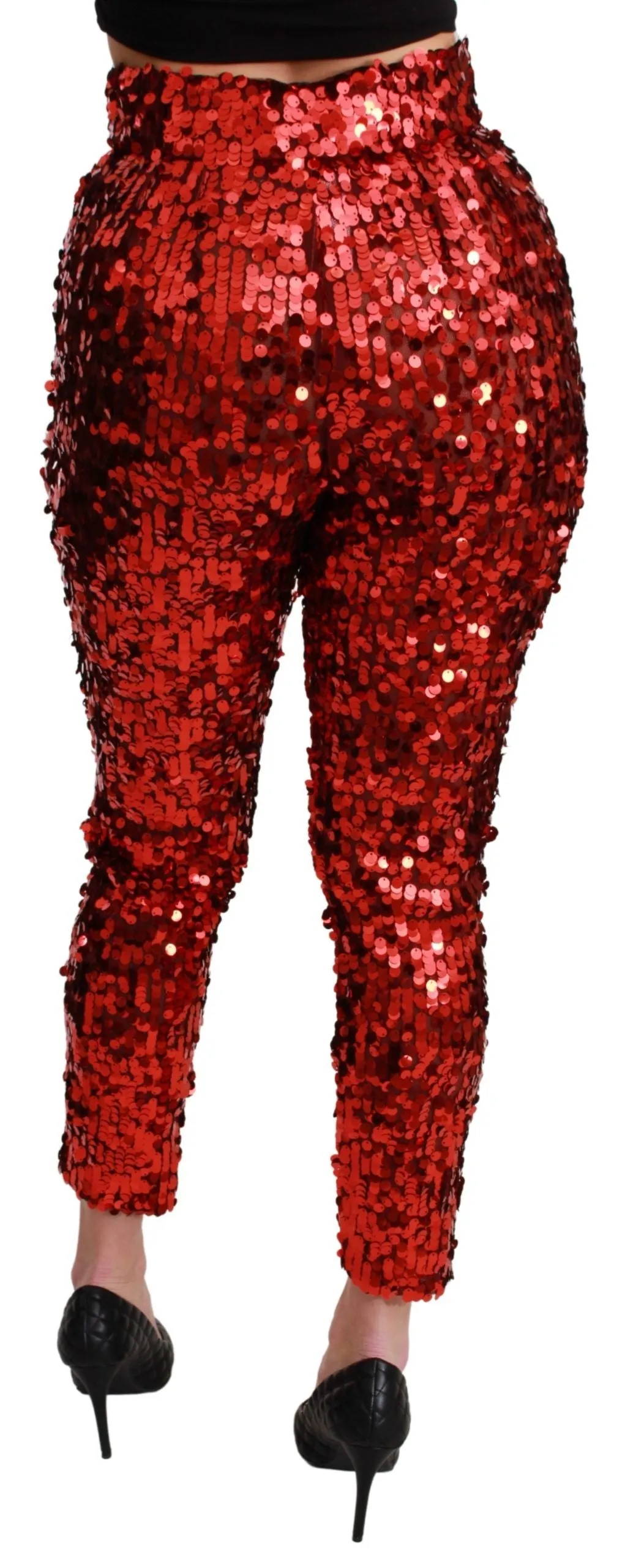 Red Sequined Cropped Trousers Pants sold by Lord & Taylor product image thumbnail 4