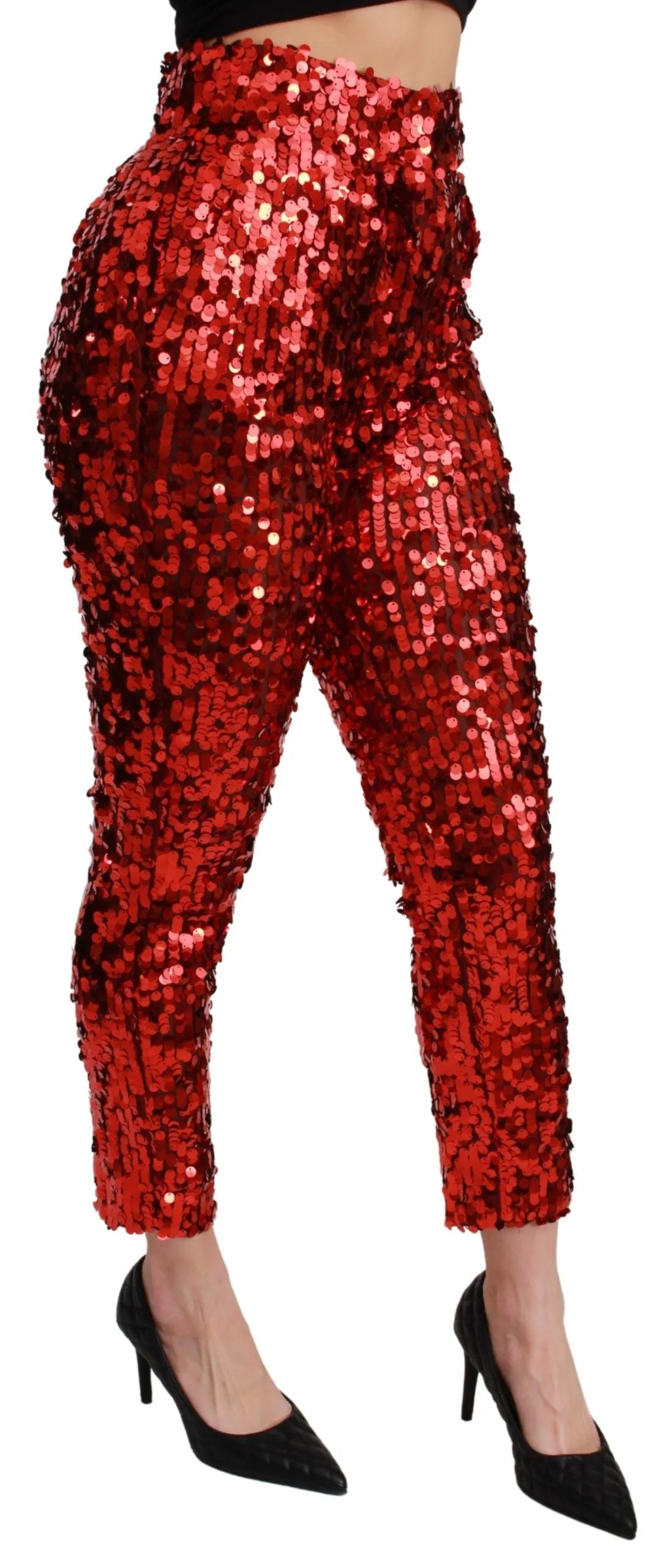 Red Sequined Cropped Trousers Pants sold by Lord & Taylor product image thumbnail 2
