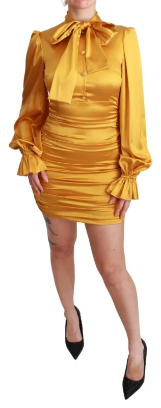 Yellow Silk Stretch Sheath Bodycon Mini Dress sold by Lord & Taylor