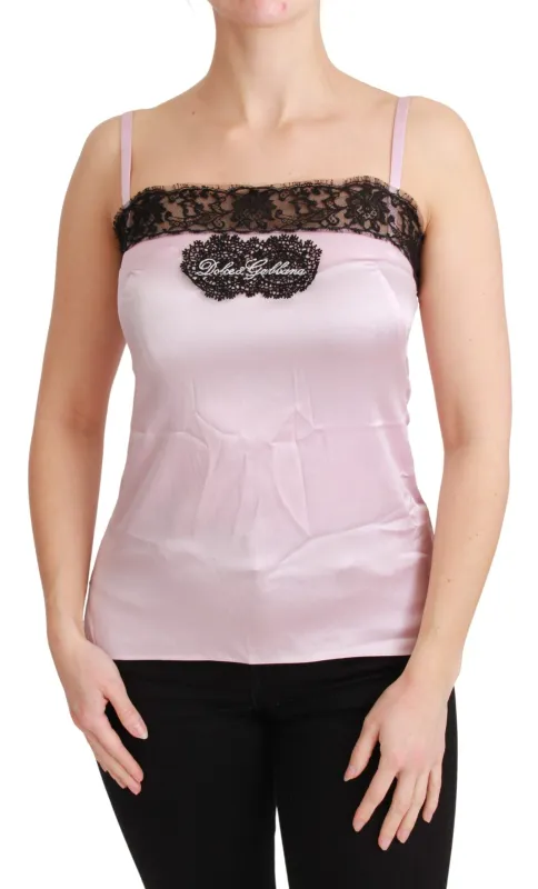 Silk Black Lace Top Pink Tank Blouse sold by Lord & Taylor
