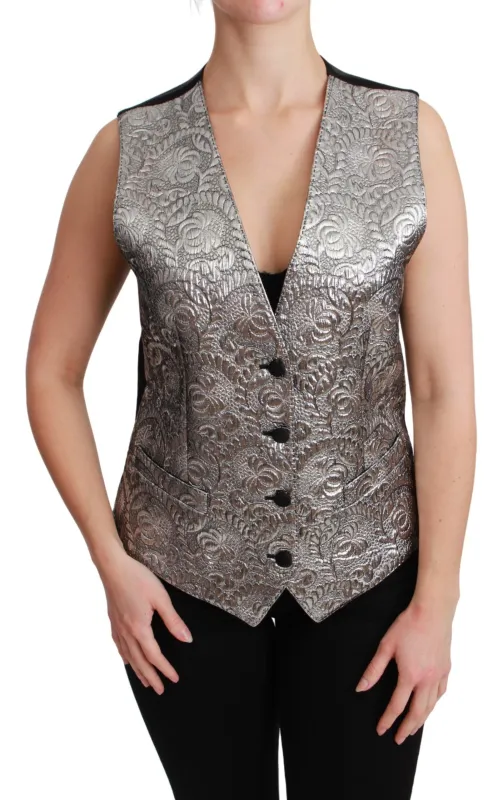 Silver Brocade Sleeveless Metallic Top sold by Lord & Taylor