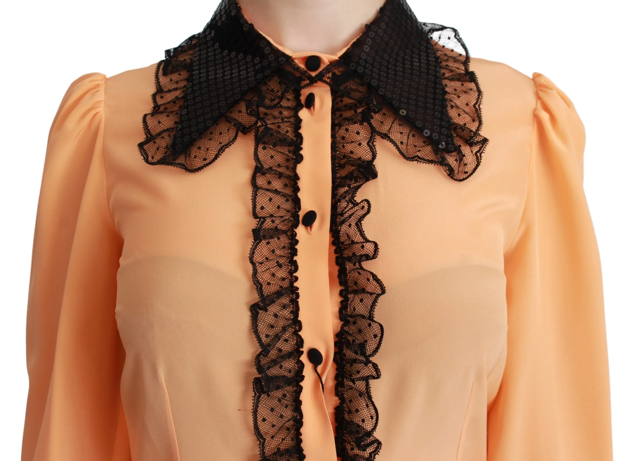 Yellow Silk Sequin Lace Blouse Shirt sold by Lord & Taylor product image thumbnail 5