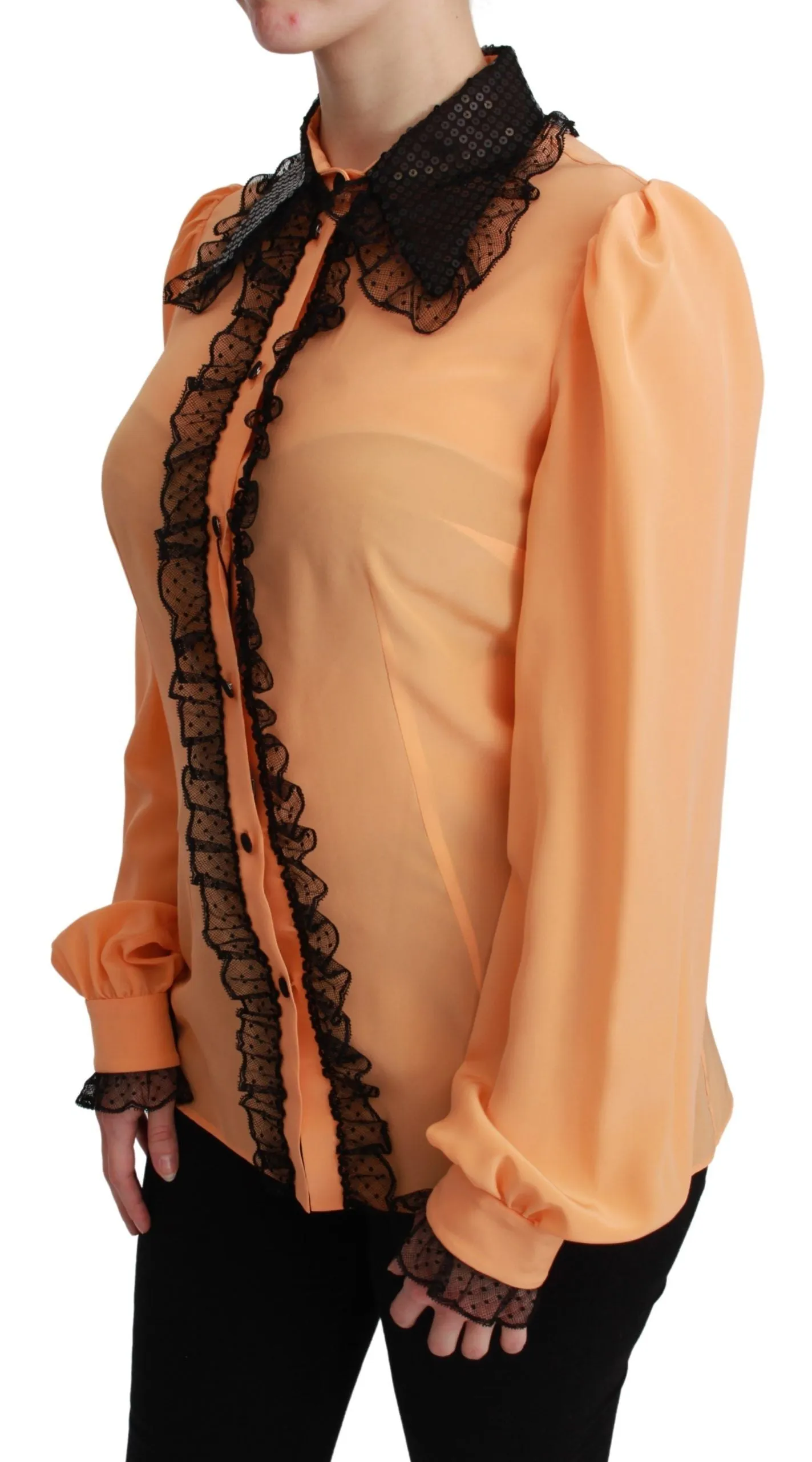 Yellow Silk Sequin Lace Blouse Shirt sold by Lord & Taylor product image thumbnail 3