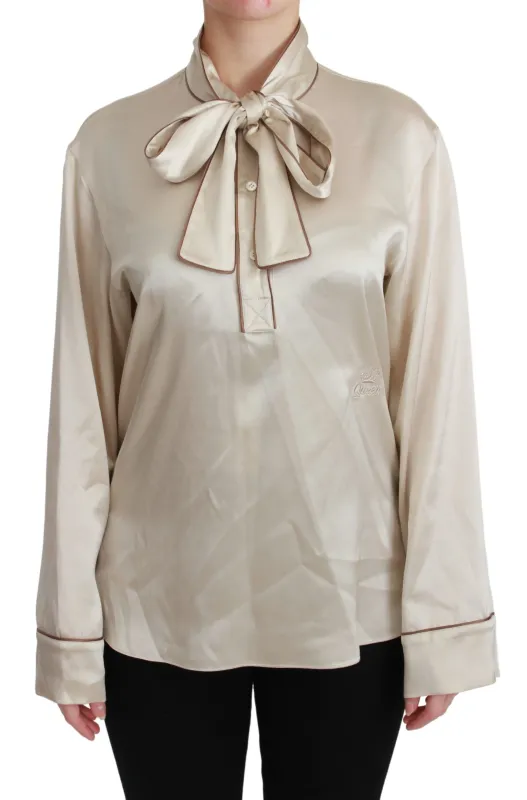 Beige Sleeve Top Queen Silk Satin Blouse sold by Lord & Taylor
