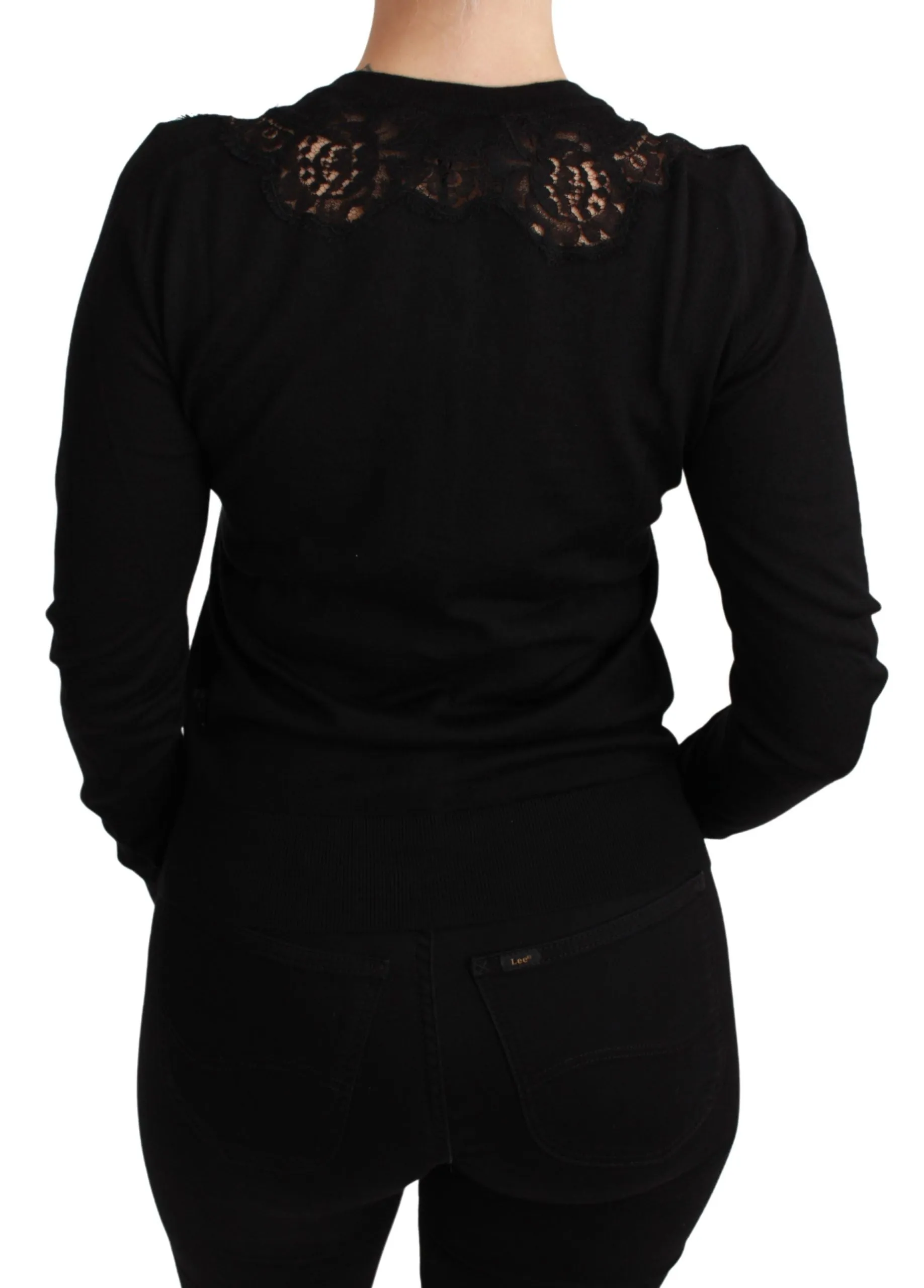 Black Cashmere Lace Cardigan Sweater sold by Lord & Taylor product image thumbnail 4