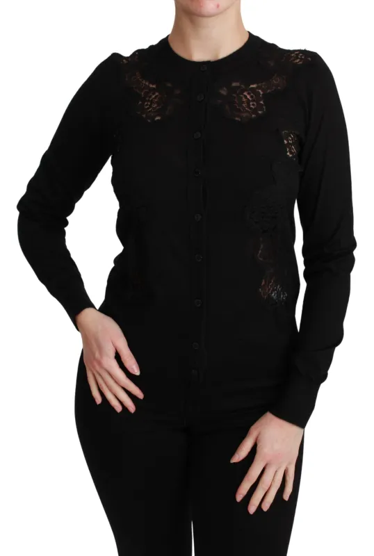 Black Cashmere Lace Cardigan Sweater sold by Lord & Taylor