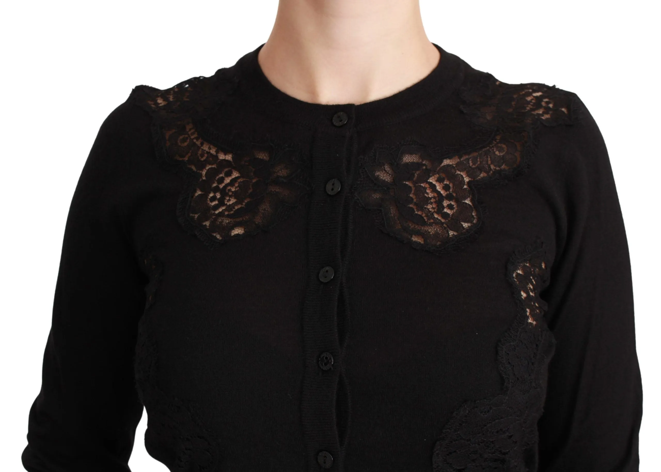 Black Cashmere Lace Cardigan Sweater sold by Lord & Taylor product image thumbnail 5