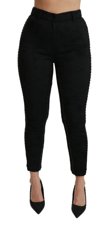 Black Brocade Skinny High Waist Pants sold by Lord & Taylor