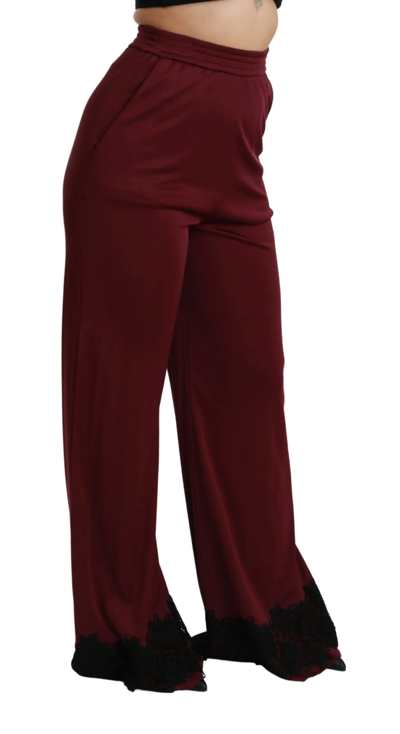 Black Lace High Waist Wide Leg Maroon Pants sold by Lord & Taylor product image thumbnail 4