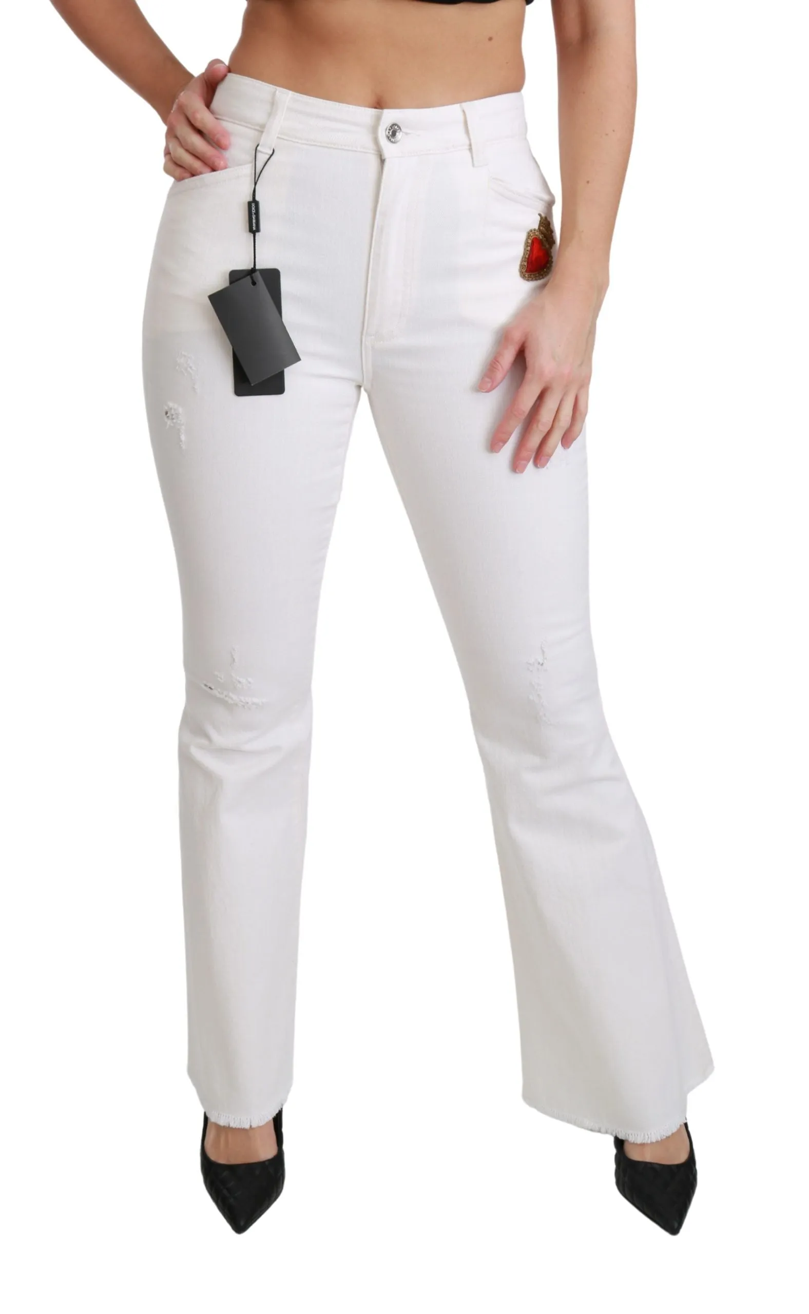 White Heart Flared Stretch Cotton Pants sold by Lord & Taylor product image thumbnail 2