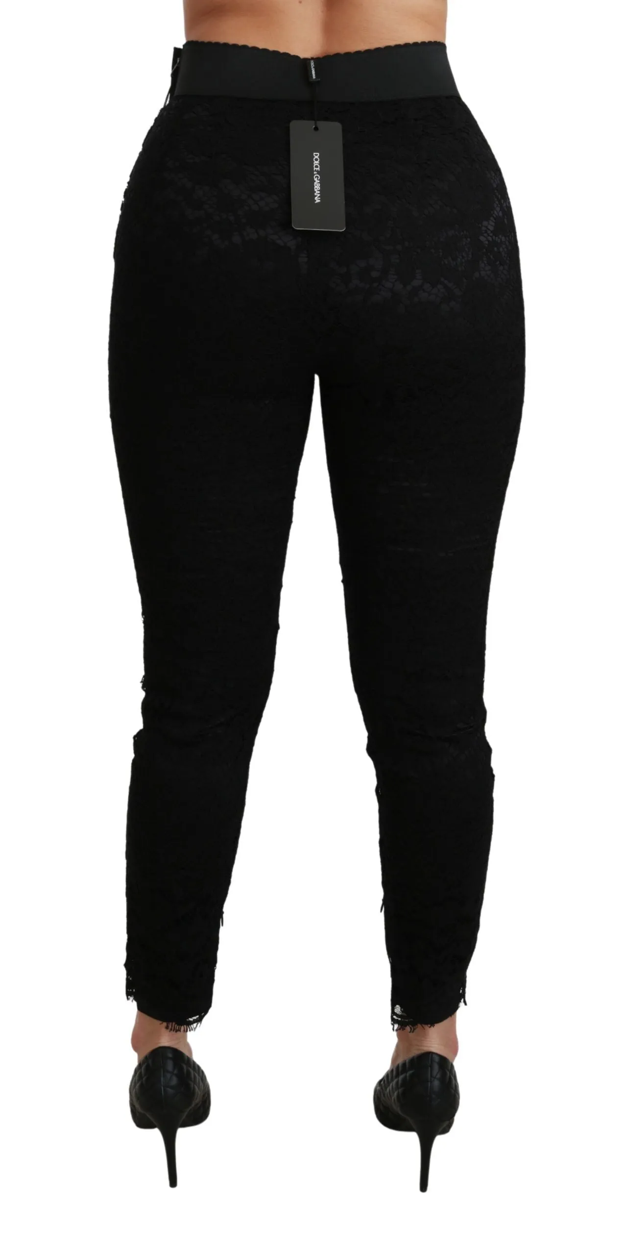 Black Lace Skinny High Waist Cotton Pants sold by Lord & Taylor product image thumbnail 5