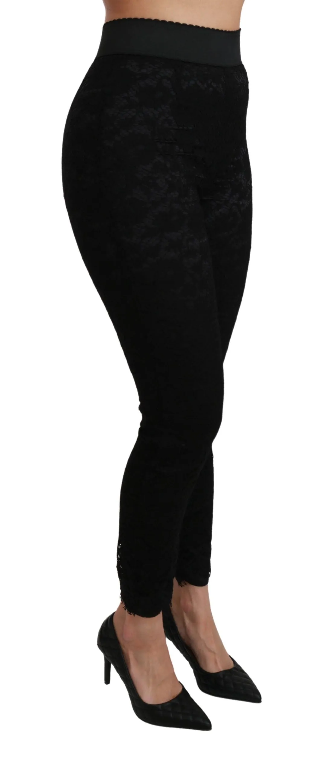 Black Lace Skinny High Waist Cotton Pants sold by Lord & Taylor product image thumbnail 3