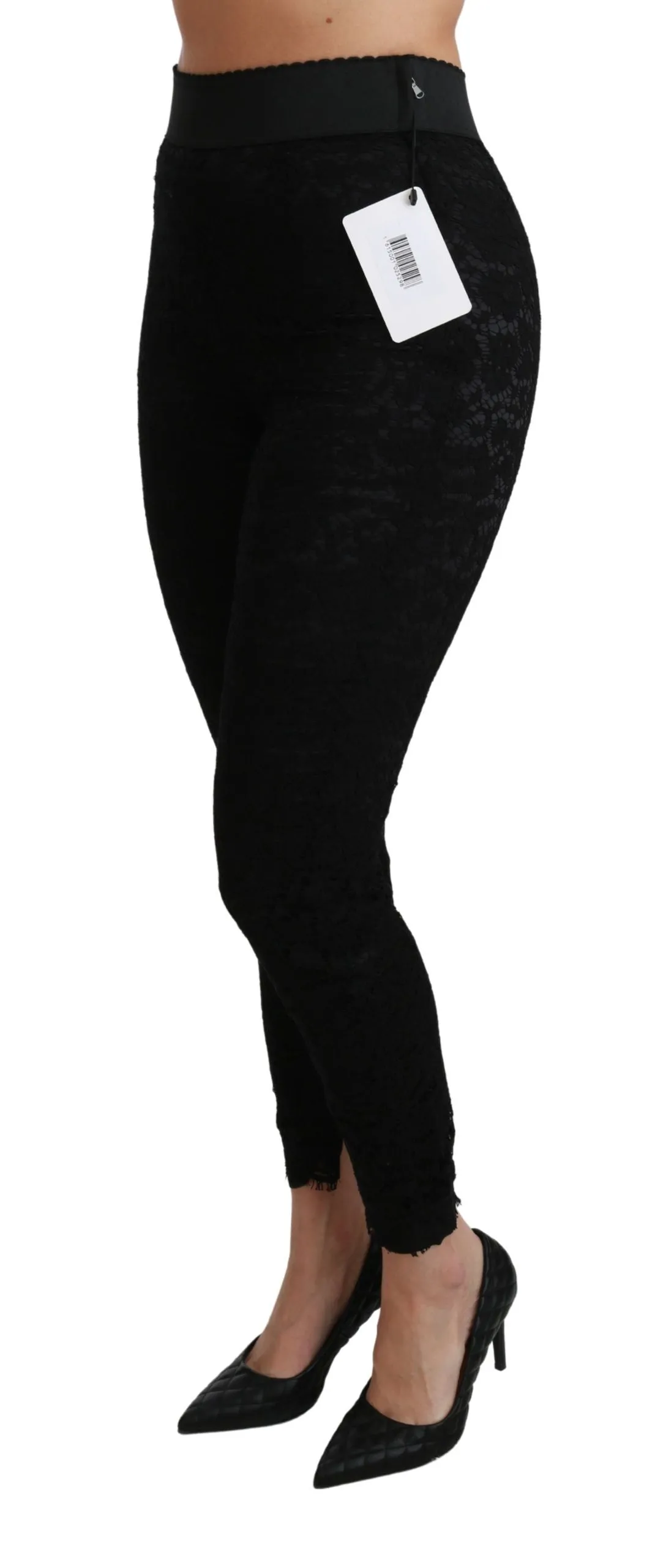 Black Lace Skinny High Waist Cotton Pants sold by Lord & Taylor product image thumbnail 4
