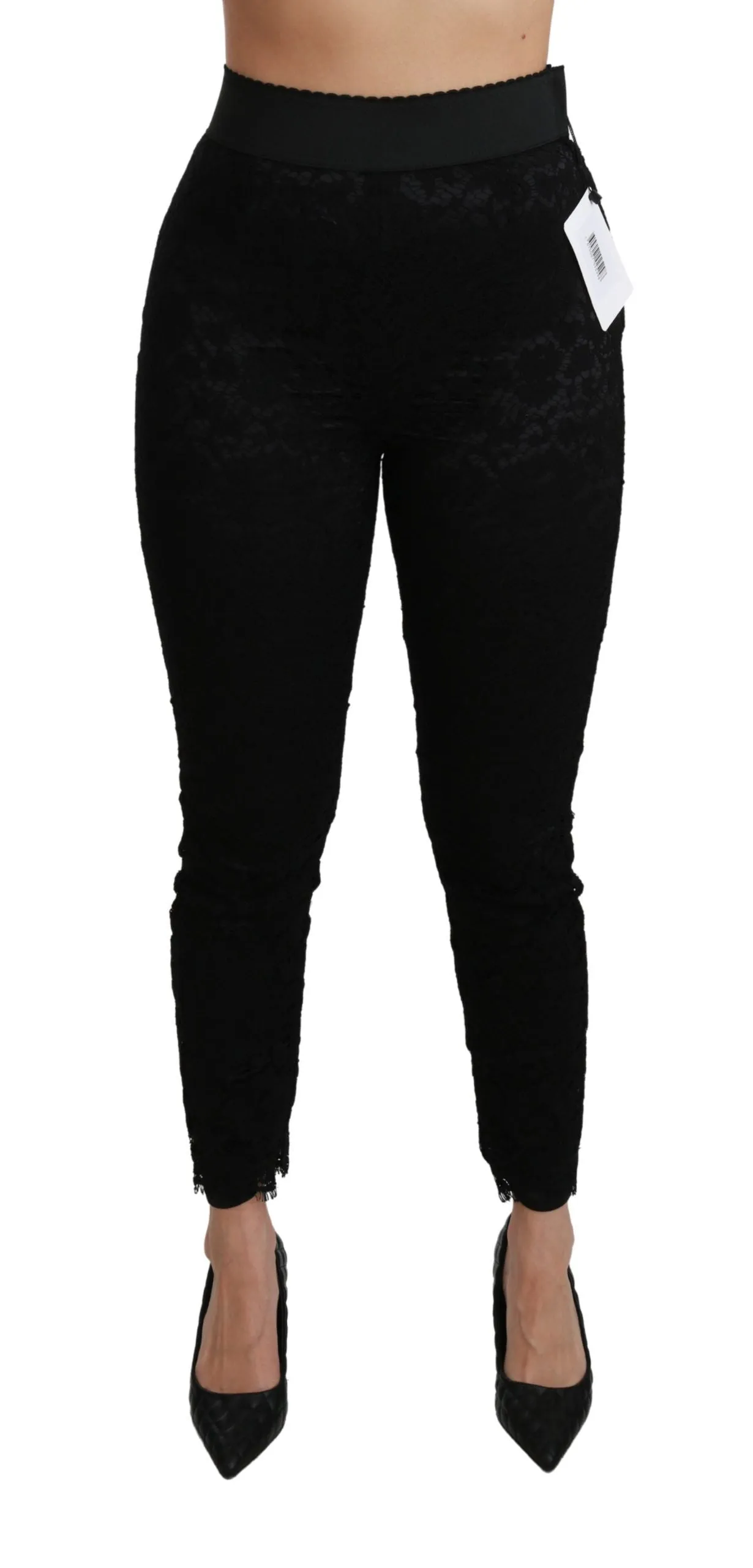 Black Lace Skinny High Waist Cotton Pants sold by Lord & Taylor