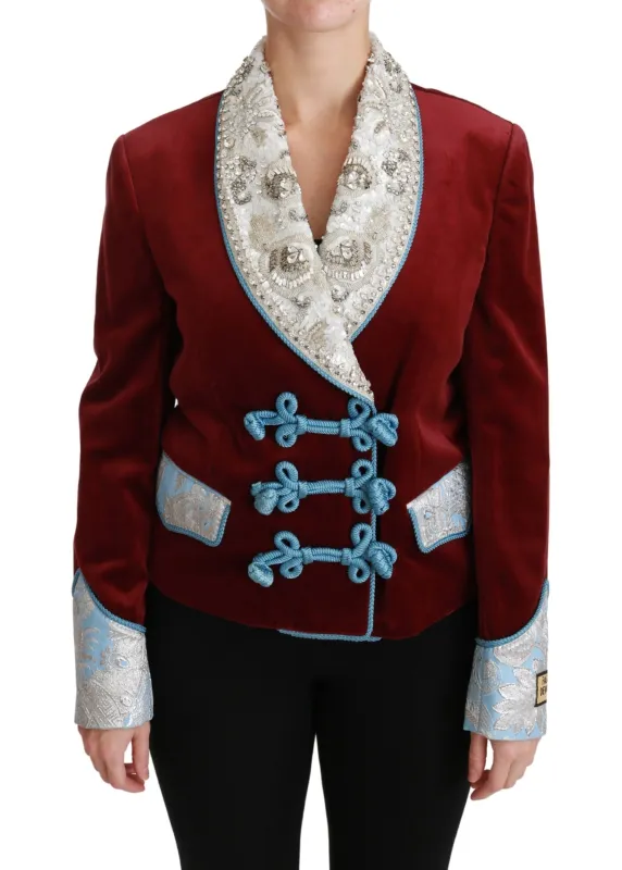 Red Velvet Baroque Crystal Blazer Jacket sold by Lord & Taylor