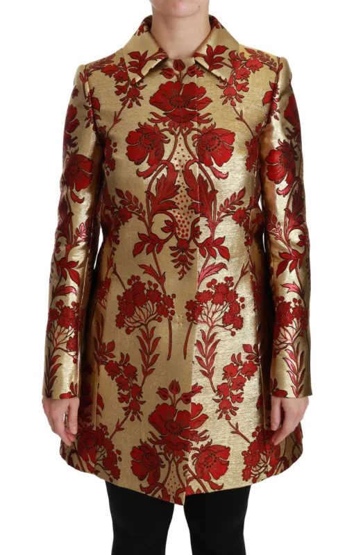 Red Gold Floral Brocade Cape Coat Jacket sold by Lord & Taylor