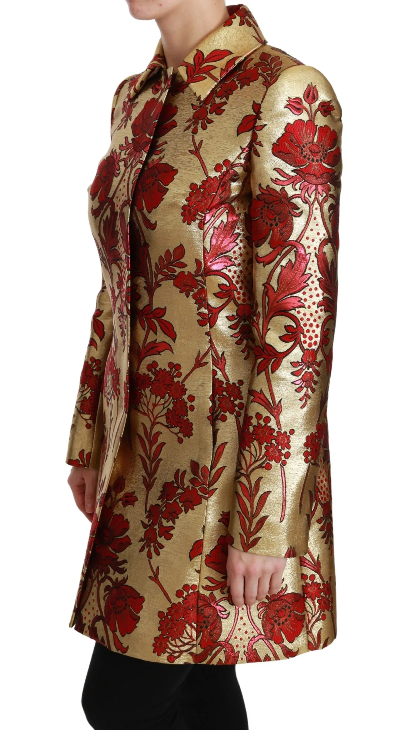 Red Gold Floral Brocade Cape Coat Jacket sold by Lord & Taylor product image thumbnail 3