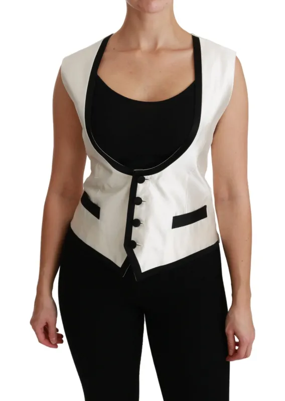 White Waistcoat Slim Vest Silk Top sold by Lord & Taylor