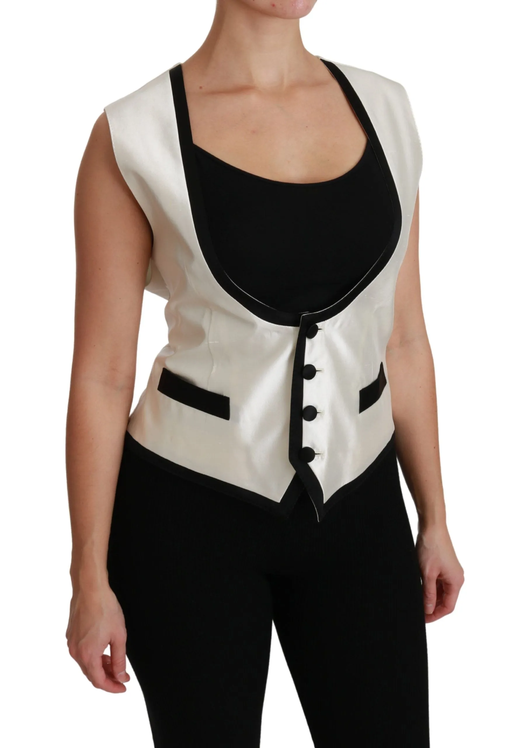 White Waistcoat Slim Vest Silk Top sold by Lord & Taylor product image thumbnail 2