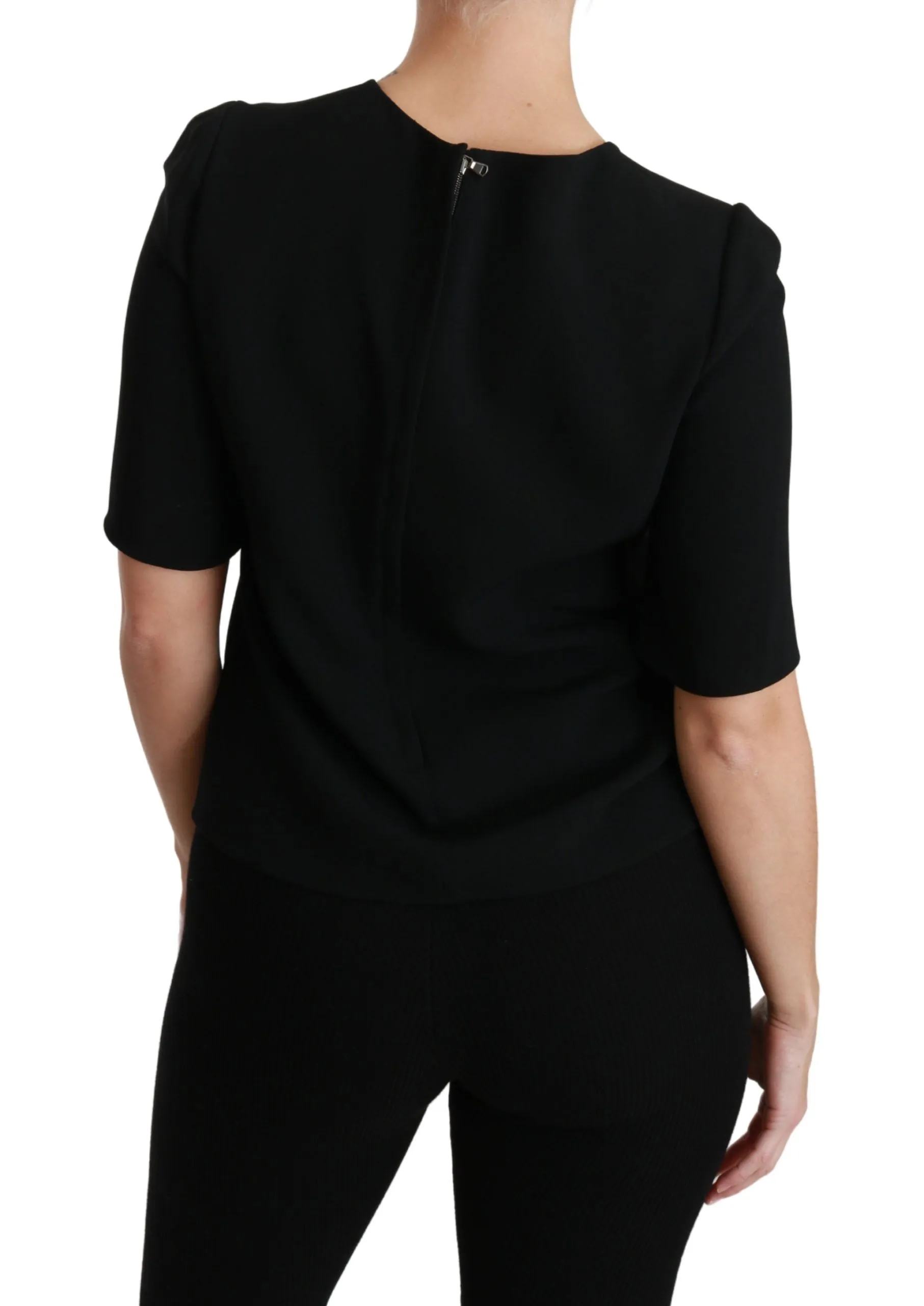 Black Short Sleeve Casual Top Stretch Blouse sold by Lord & Taylor product image thumbnail 4