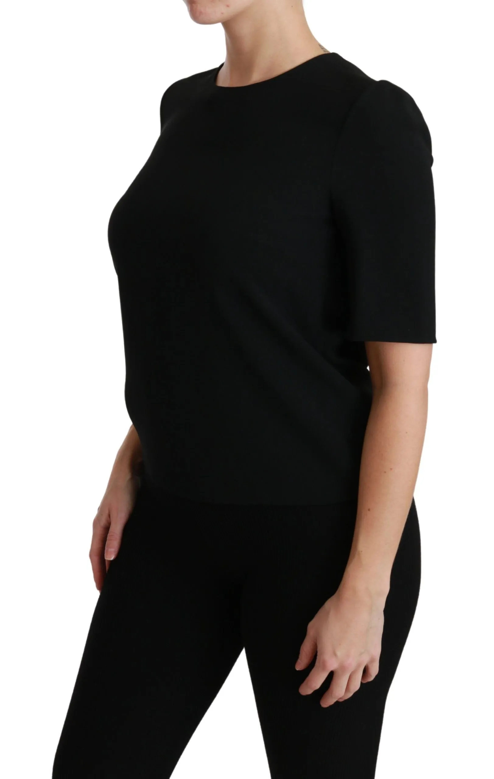 Black Short Sleeve Casual Top Stretch Blouse sold by Lord & Taylor product image thumbnail 3