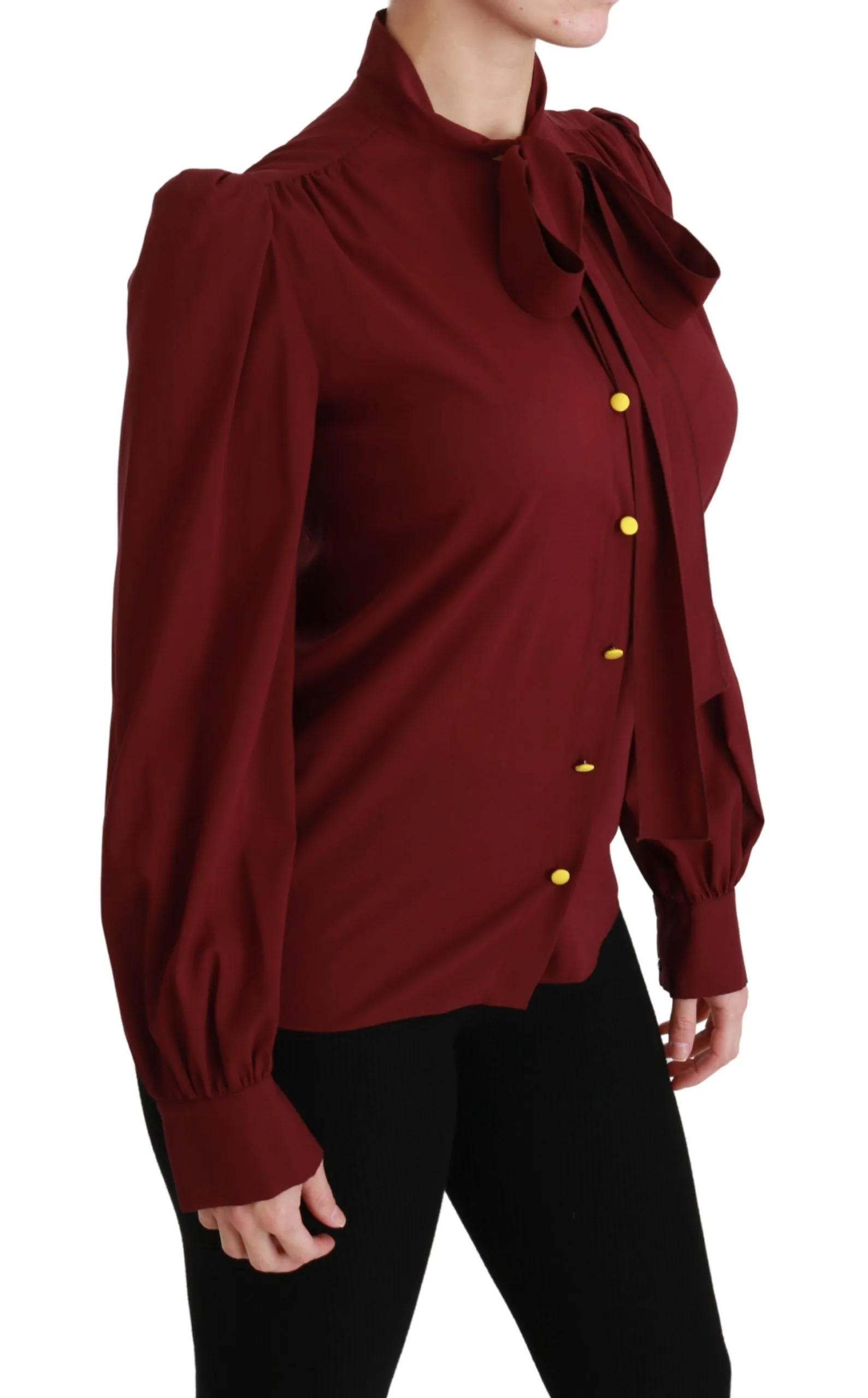Maroon Long Sleeve Shirt Blouse Silk Top sold by Lord & Taylor product image thumbnail 2