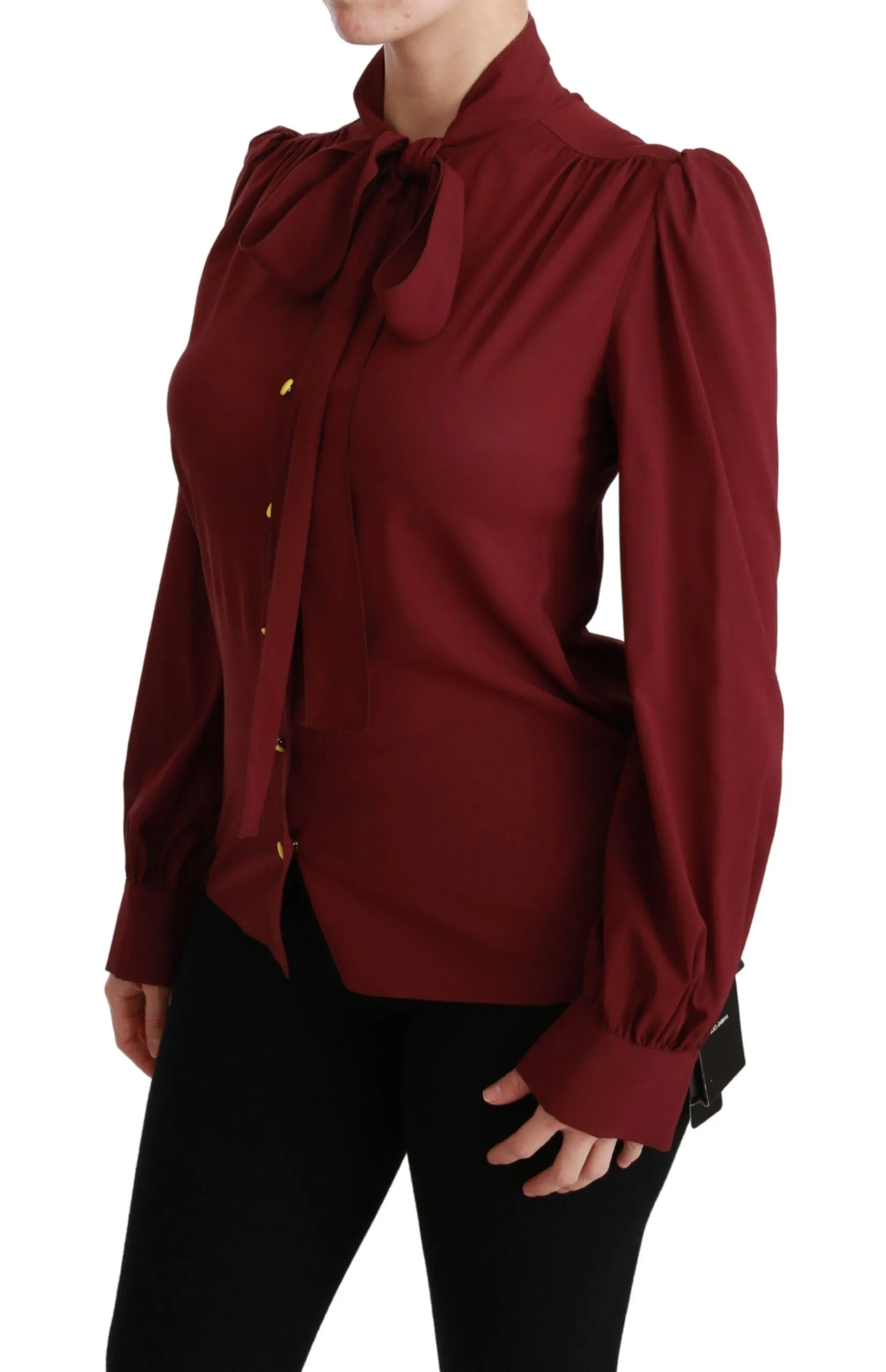 Maroon Long Sleeve Shirt Blouse Silk Top sold by Lord & Taylor product image thumbnail 3